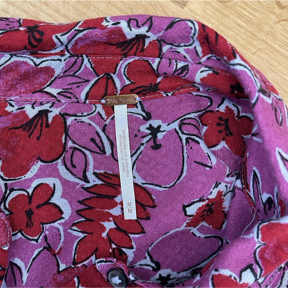 Free People Tunic Top Womens Size M Black Floral Brunch A Bunch Oversized Flowy - Picture 4 of 8